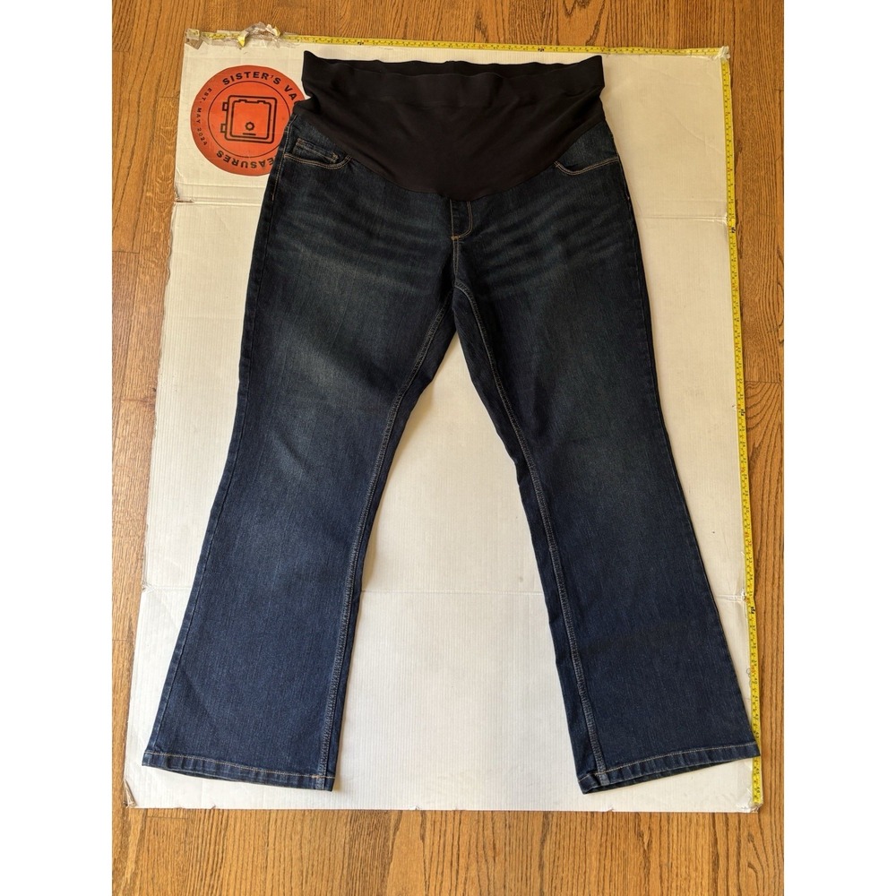 Motherhood Maternity Jeans Wmn ‎ Sz 1x Plus Bootcut Stretch Dark Wash Full Panel